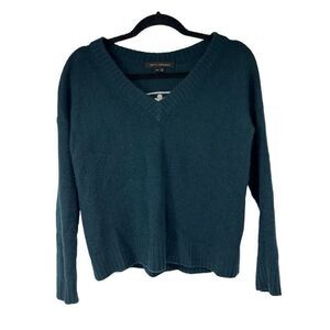 Skull Cashmere‎ Green White Skull Embroidered Day Of Dead V Neck Sweater